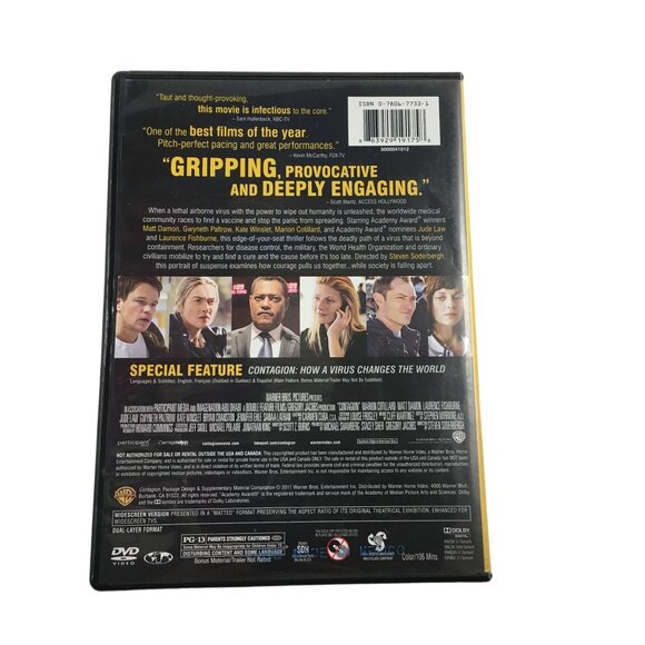 WARNER BROTHERS: CONTAGION DVD(2011) WITH SPECIAL FEATURE - Picture 2 of 4